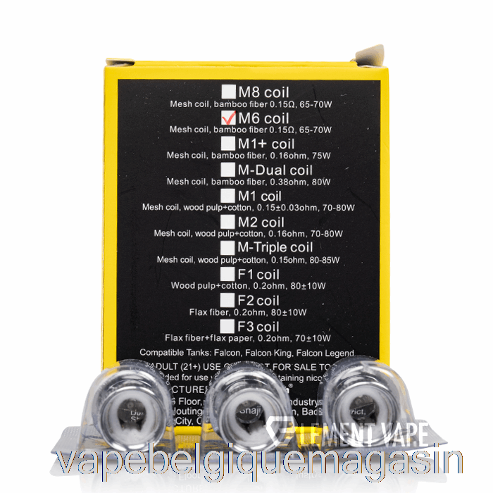 Bobines De Remplacement Horizon Falcon Jetables Pour Vape Bobines De Maille M6 De 0,15 Ohm